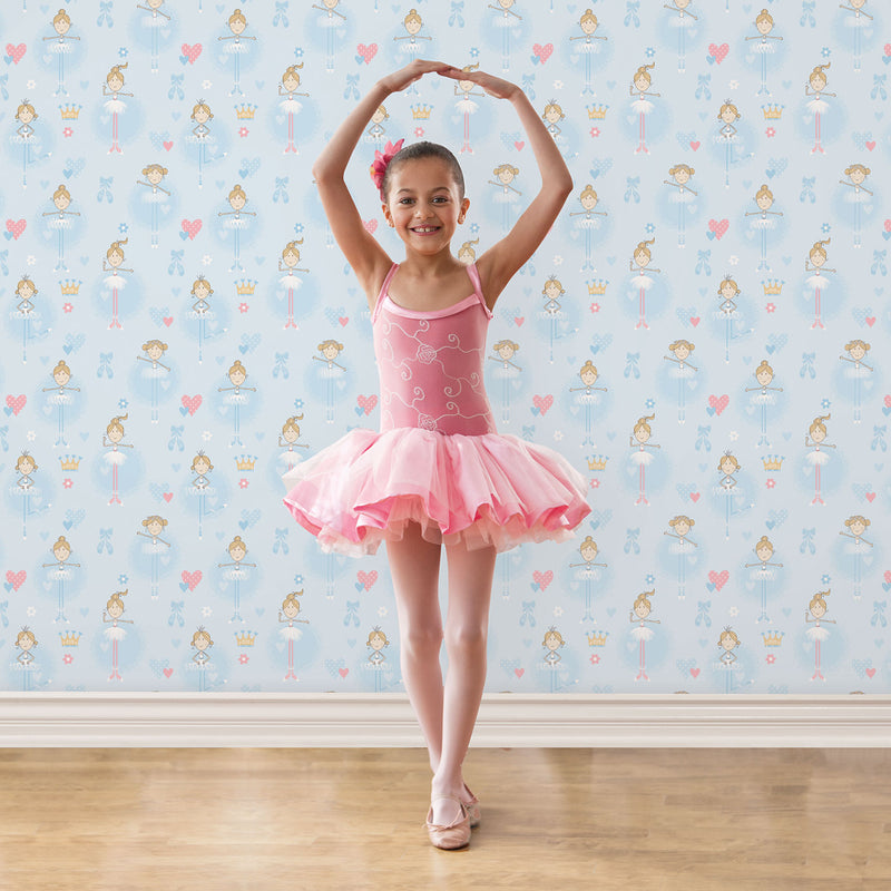 media image for Ballerina Blue Wallpaper from the Just 4 Kids 2 Collection by Galerie Wallcoverings 237