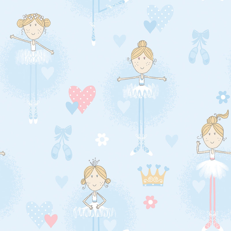 media image for Ballerina Blue Wallpaper from the Just 4 Kids 2 Collection by Galerie Wallcoverings 229