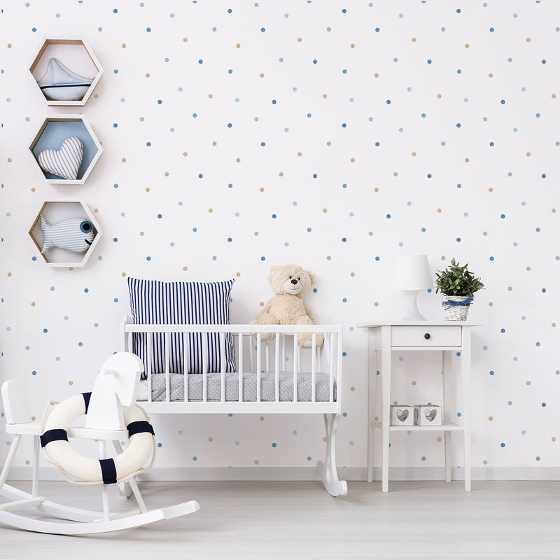 media image for Colorful Dot Blue Wallpaper from the Just 4 Kids 2 Collection by Galerie Wallcoverings 238