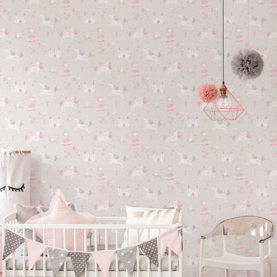 product image for Enchanted Grey/Pink Wallpaper from the Just 4 Kids 2 Collection by Galerie Wallcoverings 23