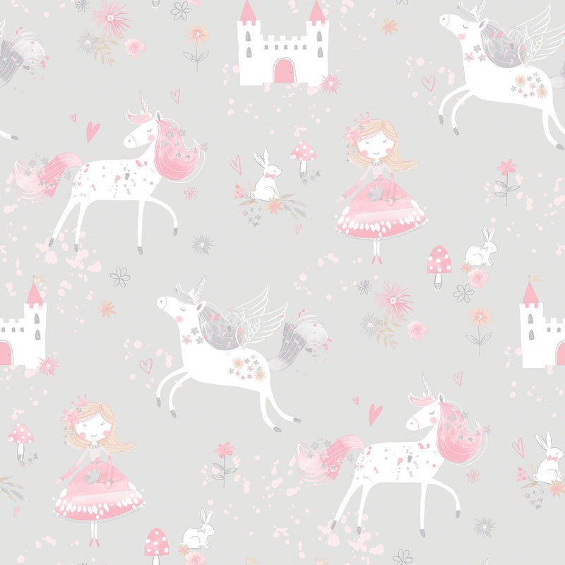 media image for sample enchanted grey pink wallpaper from the just 4 kids 2 collection by galerie wallcoverings 1 215