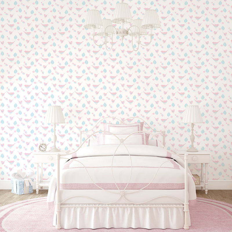 media image for Bird Pink Wallpaper from the Just 4 Kids 2 Collection by Galerie Wallcoverings 285