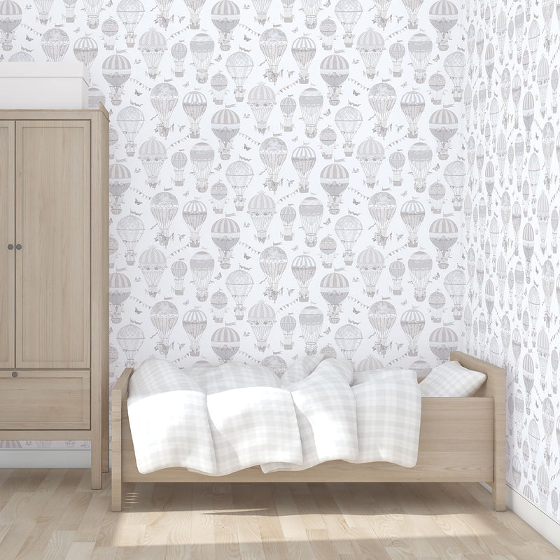 media image for Hot Air Balloon Grey Wallpaper from the Just 4 Kids 2 Collection by Galerie Wallcoverings 273