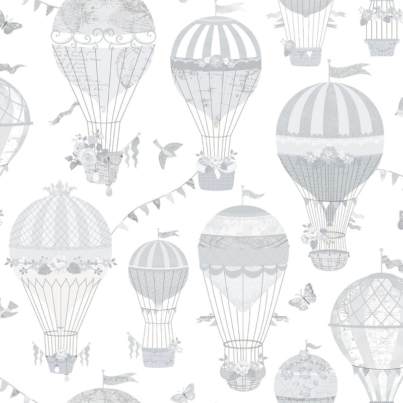 media image for Hot Air Balloon Grey Wallpaper from the Just 4 Kids 2 Collection by Galerie Wallcoverings 256