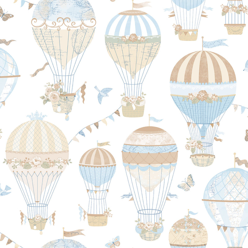 media image for Hot Air Balloon Blue/Brown Wallpaper from the Just 4 Kids 2 Collection by Galerie Wallcoverings 284
