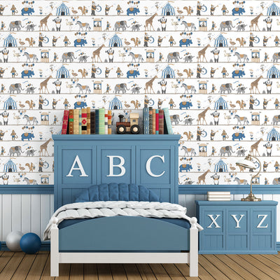 product image for Circus Blue/Brown Wallpaper from the Just 4 Kids 2 Collection by Galerie Wallcoverings 1