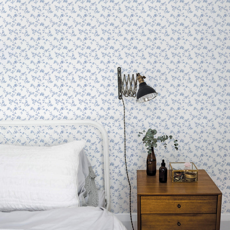 media image for Delicate Floral Blue Wallpaper from the Small Prints Collection by Galerie Wallcoverings 225