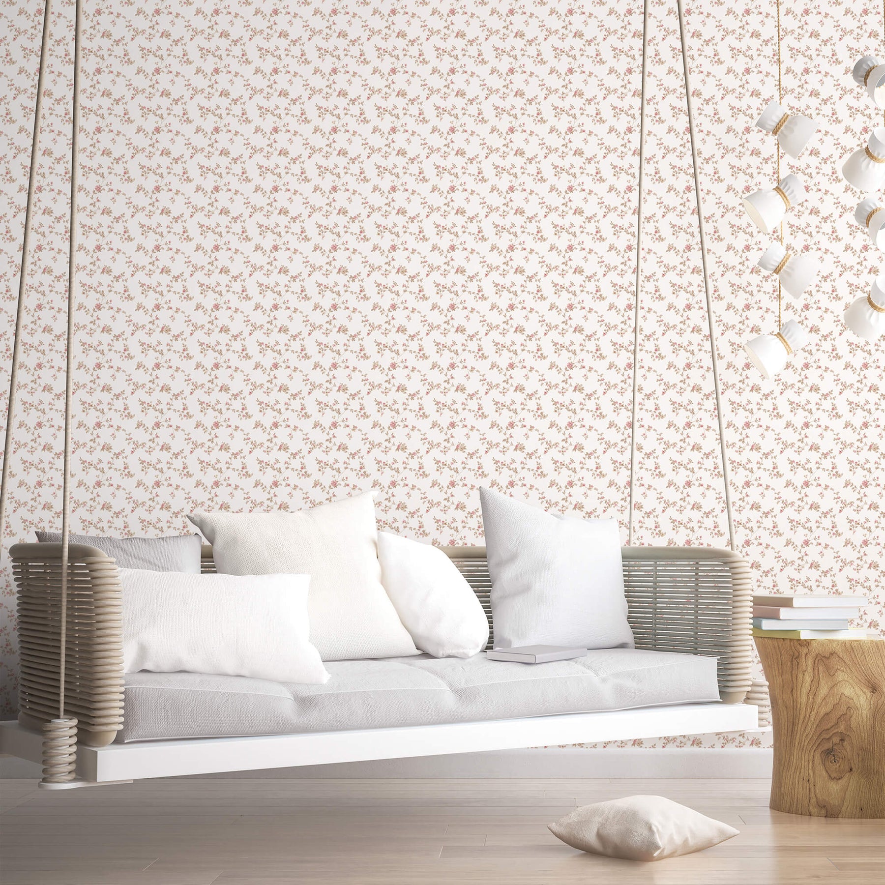 Shop Delicate Floral Cranberry/Tan Wallpaper from the Small Prints