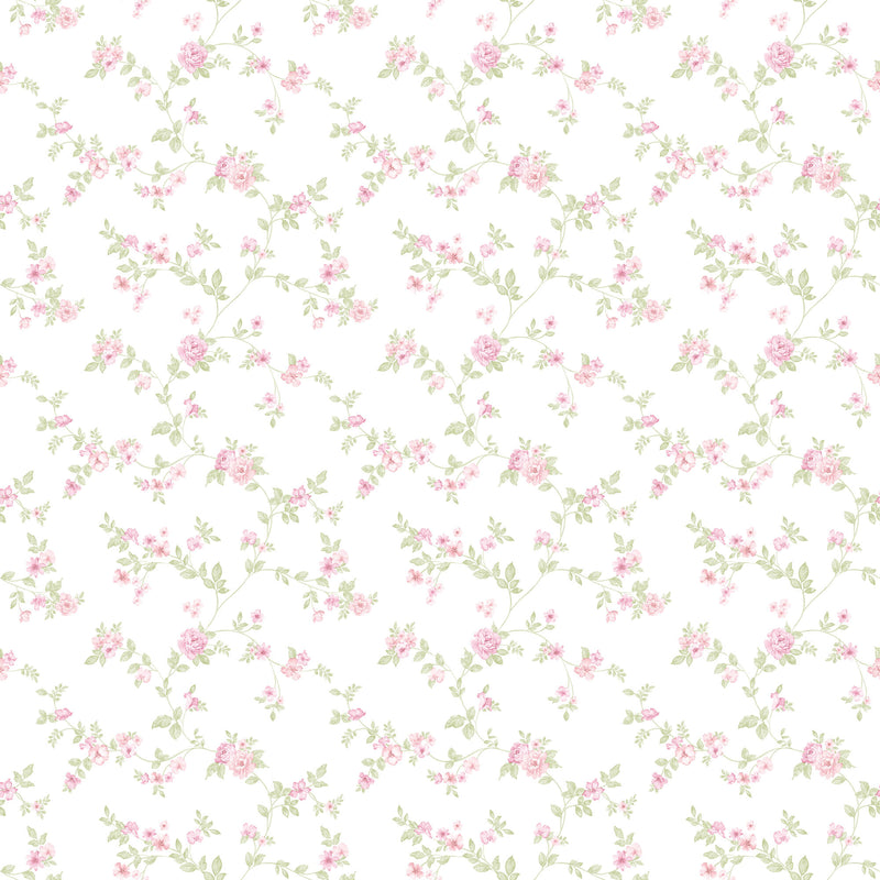 media image for Delicate Floral Pink/Green Wallpaper from the Small Prints Collection by Galerie Wallcoverings 226