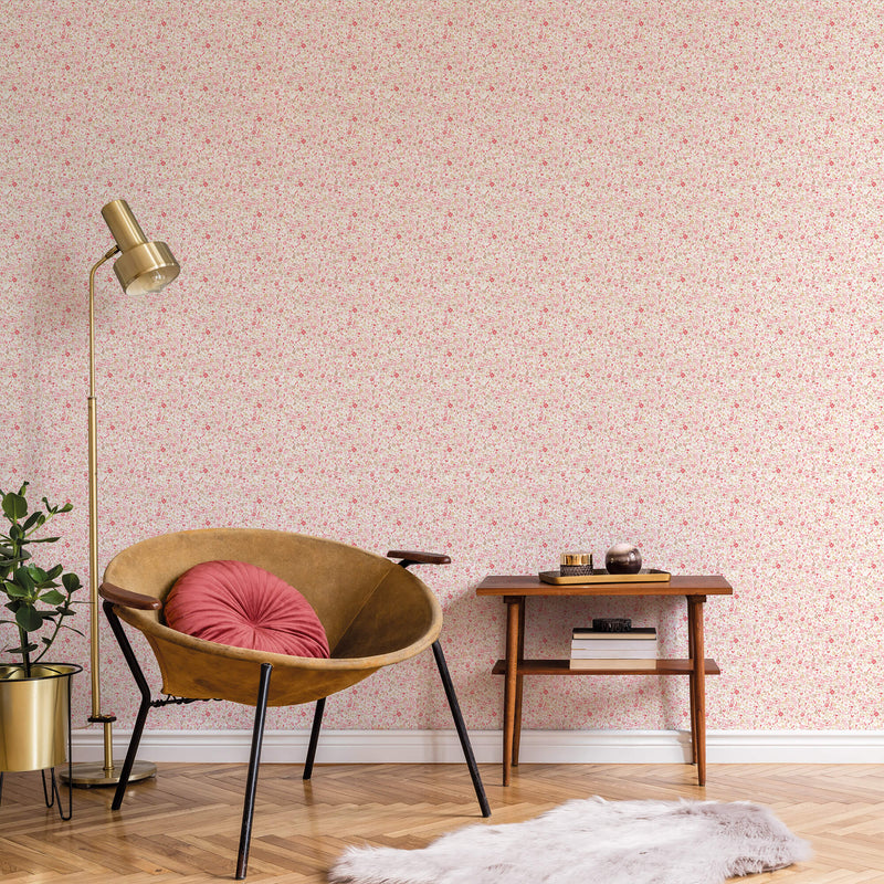 media image for Mini Mod Floral Cranberry/Tan Wallpaper from the Small Prints Collection by Galerie Wallcoverings 220
