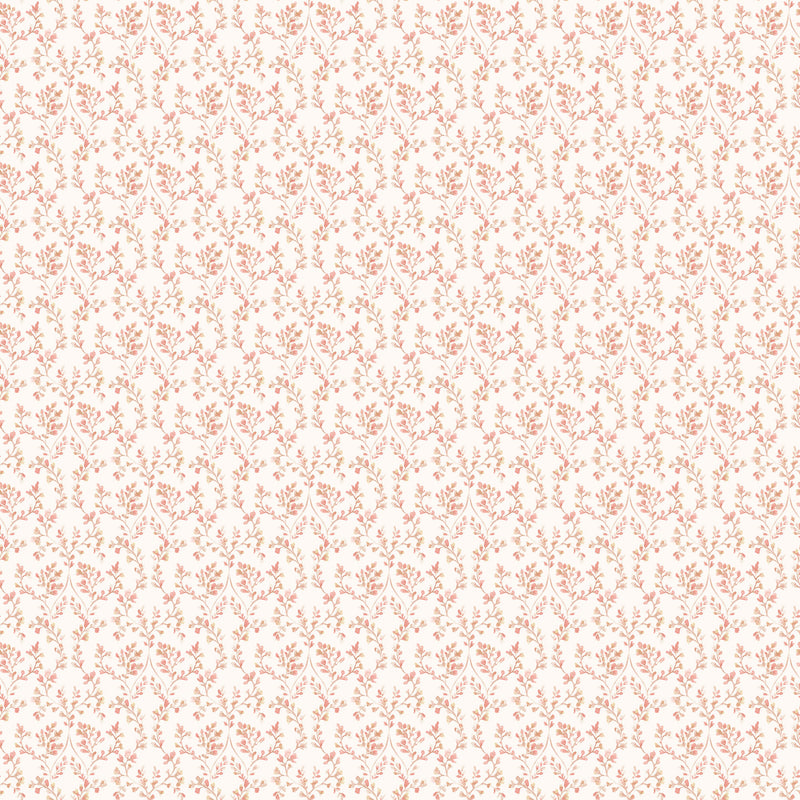 media image for Ogee Floral Cranberry/Tan Wallpaper from the Small Prints Collection by Galerie Wallcoverings 262