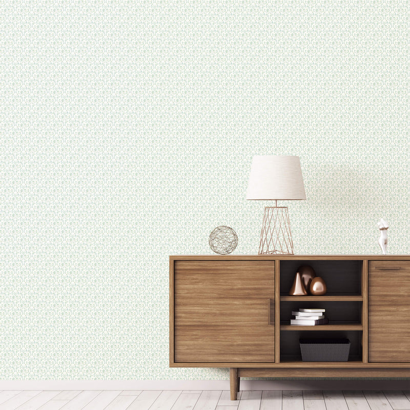 media image for Ogee Floral Emerald/Turquoise Wallpaper from the Small Prints Collection by Galerie Wallcoverings 275