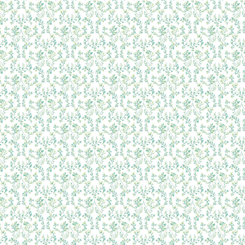 media image for Ogee Floral Emerald/Turquoise Wallpaper from the Small Prints Collection by Galerie Wallcoverings 280