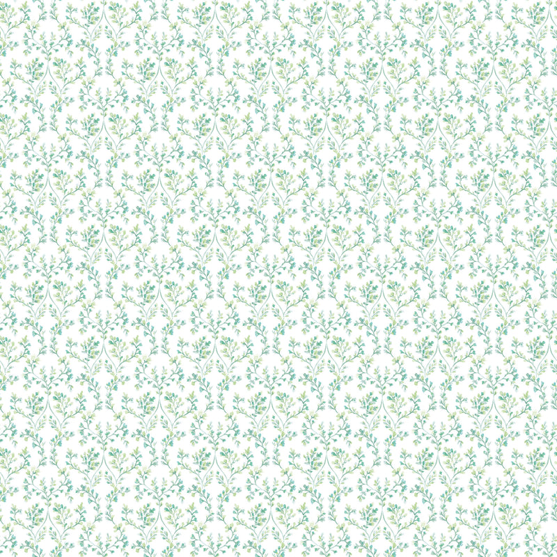 media image for Ogee Floral Emerald/Turquoise Wallpaper from the Small Prints Collection by Galerie Wallcoverings 280