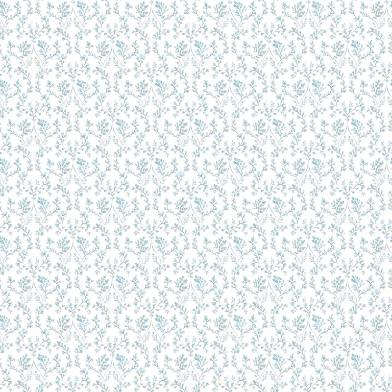 media image for sample ogee floral teal beige wallpaper from the small prints collection by galerie wallcoverings 1 211