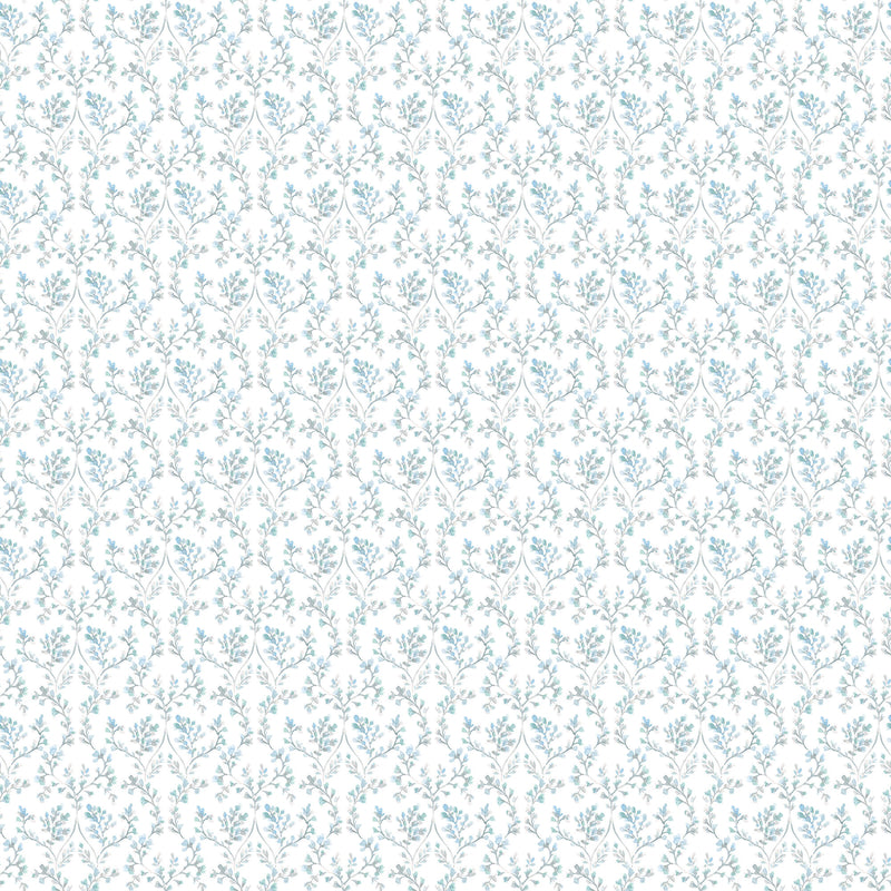 media image for sample ogee floral teal beige wallpaper from the small prints collection by galerie wallcoverings 1 211