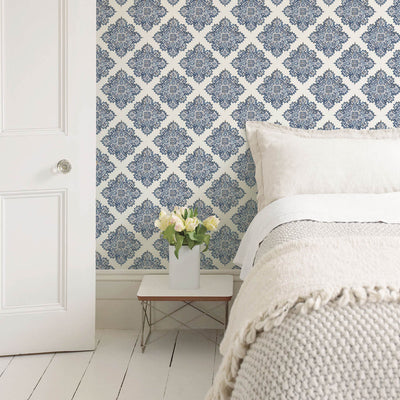 product image for Nordic Elements Motif Wallpaper in Blue 36