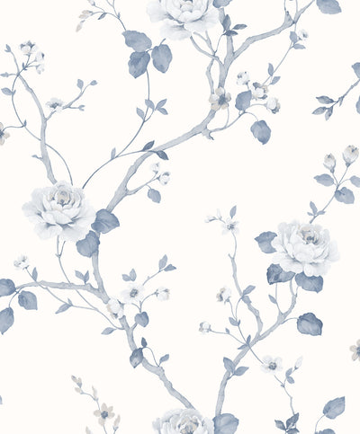 product image of Large Floral White/Blue Wallpaper from the Palazzo Collection by Galerie Wallcoverings 526