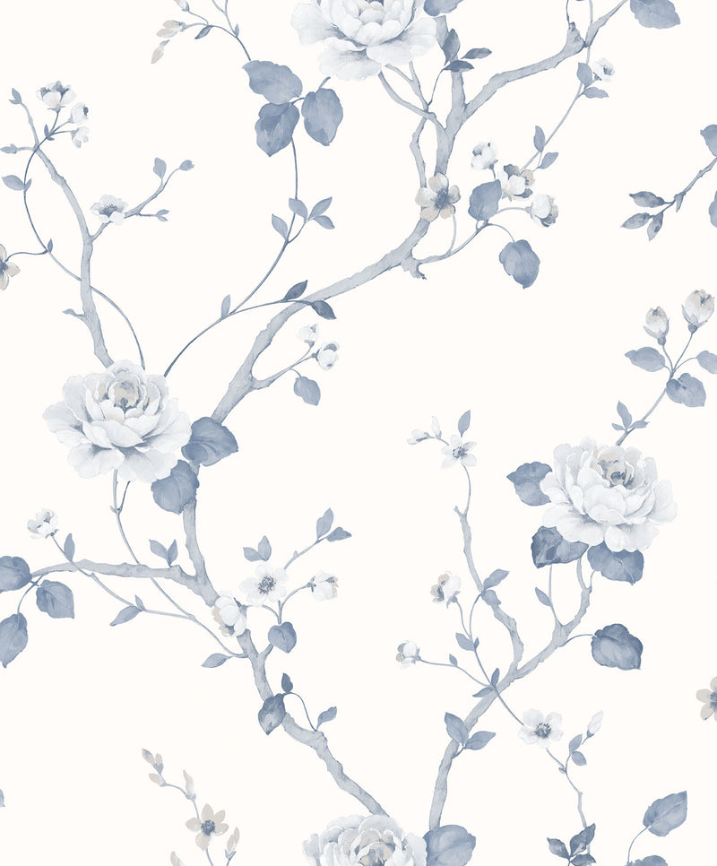 media image for Large Floral White/Blue Wallpaper from the Palazzo Collection by Galerie Wallcoverings 276