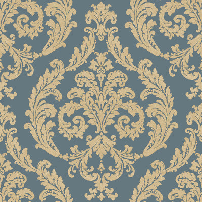 product image of Traditional Damask Blue/Gold Wallpaper from the Palazzo Collection by Galerie Wallcoverings 57