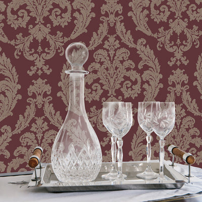 product image for Traditional Damask Maroon Wallpaper from the Palazzo Collection by Galerie Wallcoverings 28