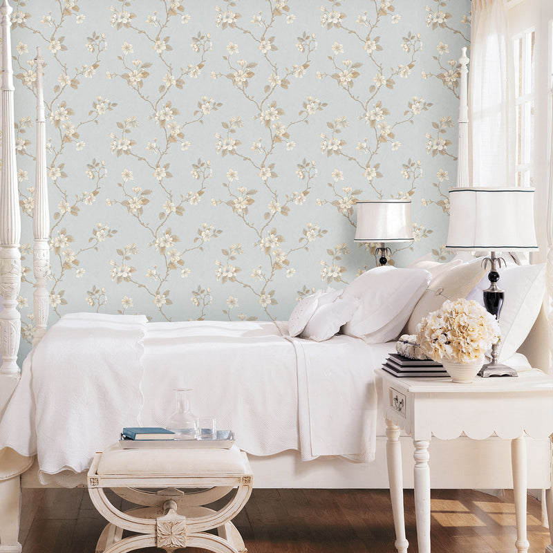 media image for Floral Branch Blue Wallpaper from the Palazzo Collection by Galerie Wallcoverings 270