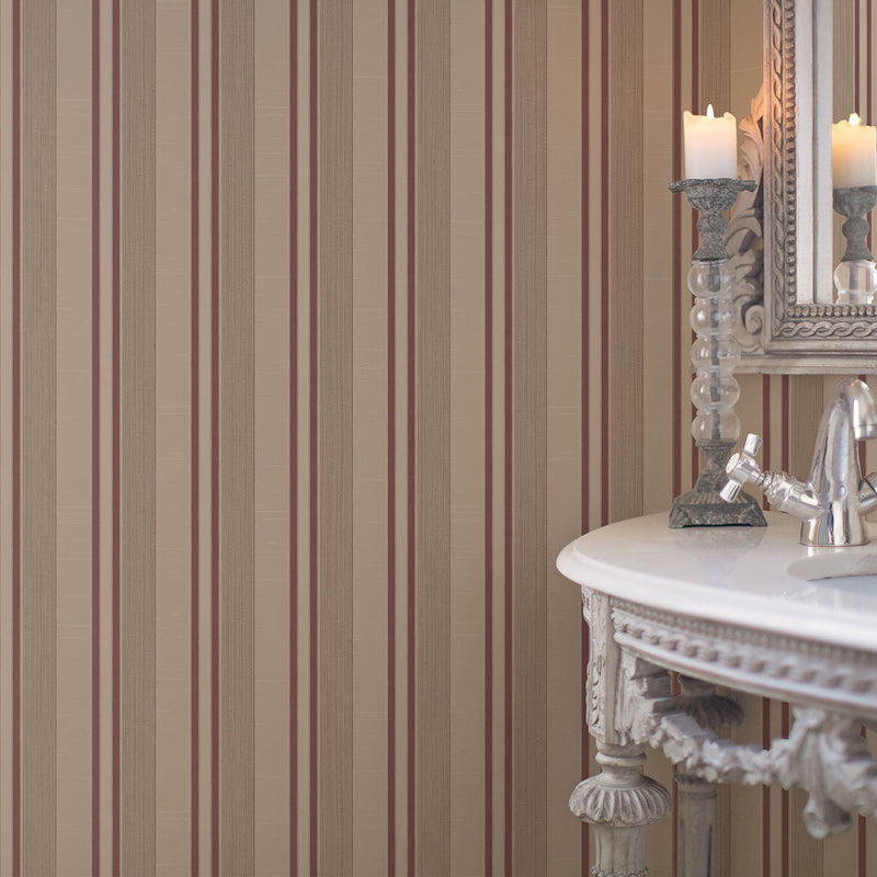 media image for Striped Tan/Maroon Wallpaper from the Palazzo Collection by Galerie Wallcoverings 252