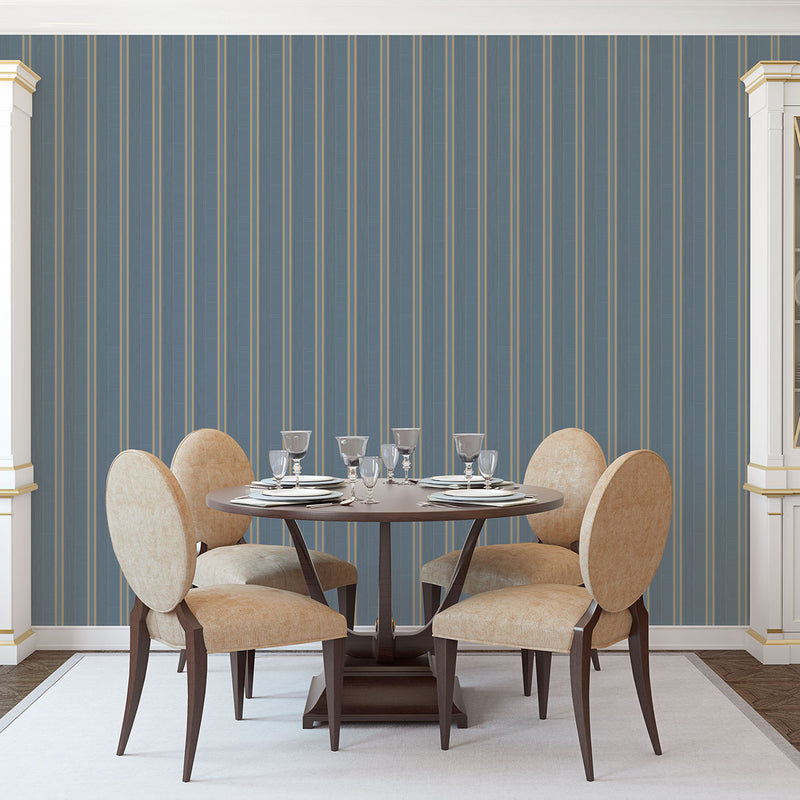 media image for Striped Blue/Gold Wallpaper from the Palazzo Collection by Galerie Wallcoverings 223