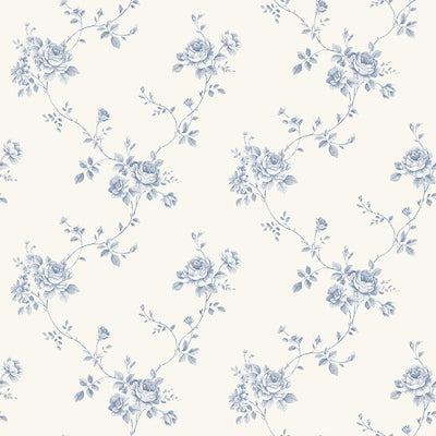 product image for Rose Trail Blue/Ivory Wallpaper from the Palazzo Collection by Galerie Wallcoverings 48