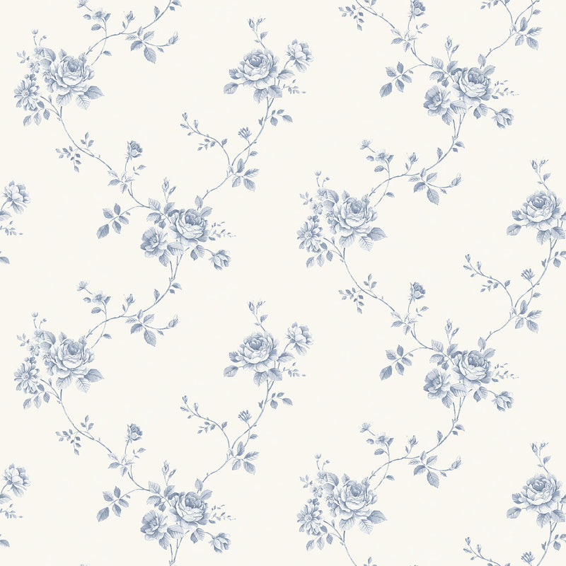 media image for Rose Trail Blue/Ivory Wallpaper from the Palazzo Collection by Galerie Wallcoverings 232