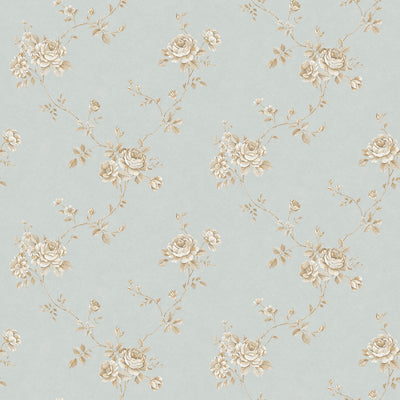 product image of Rose Trail Blue/Gold Wallpaper from the Palazzo Collection by Galerie Wallcoverings 511