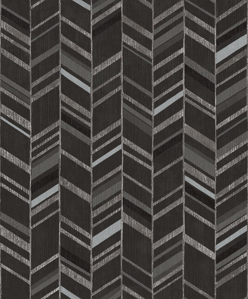 media image for Glitter Chevrons Black/Metallic Wallpaper from the Special FX Collection by Galerie Wallcoverings 25