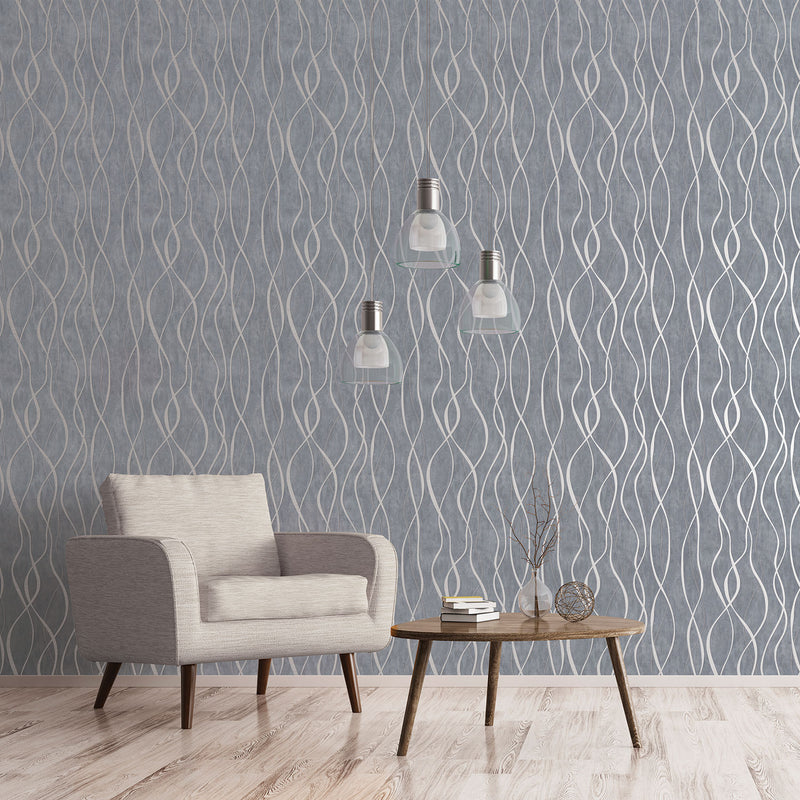 media image for Glitter Ribbons Grey/Metallic Wallpaper from the Special FX Collection by Galerie Wallcoverings 294