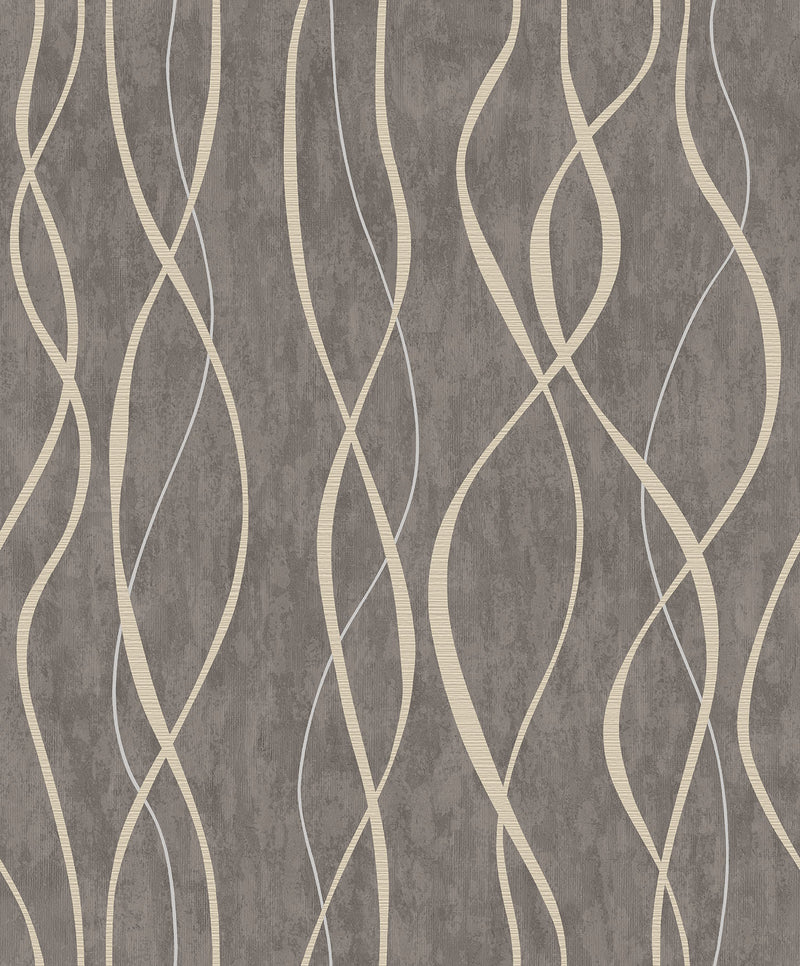 media image for Glitter Ribbons Brown/Gold Wallpaper from the Special FX Collection by Galerie Wallcoverings 263
