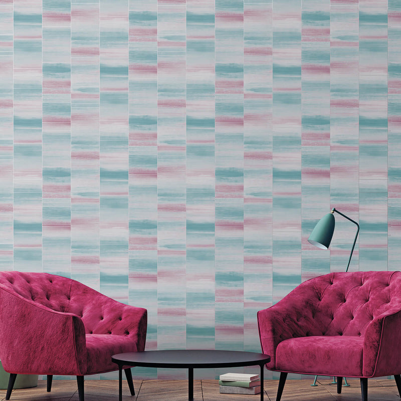 media image for Glitter Block Fuchsia/Green/Metallic Wallpaper from the Special FX Collection by Galerie Wallcoverings 212
