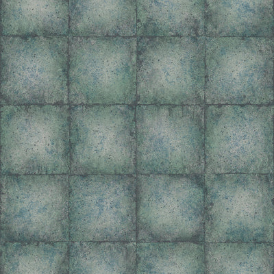 product image of sample metallic tile wallpaper in teal silver from the ambiance collection by galerie wallcoverings 1 575