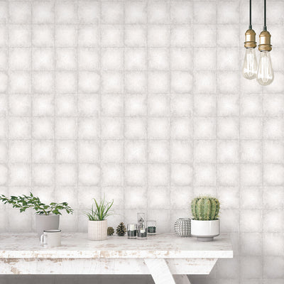 product image for Metallic Tile Wallpaper in Off-White/Grey from the Ambiance Collection by Galerie Wallcoverings 59