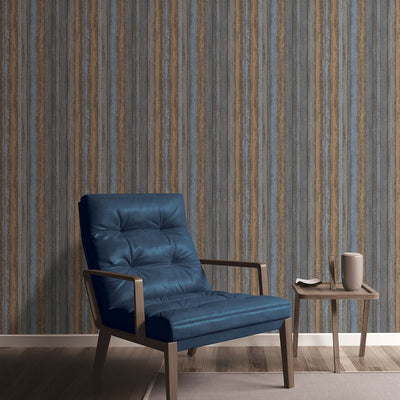 product image of Nomed Stripe Wallpaper in Brown/Navy from the Ambiance Collection by Galerie Wallcoverings 58
