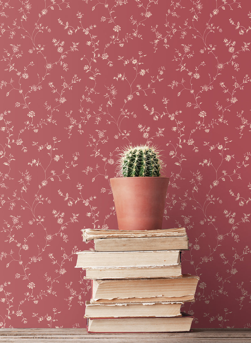 media image for Floral Trail Red Wallpaper from the Miniatures 2 Collection by Galerie Wallcoverings 285