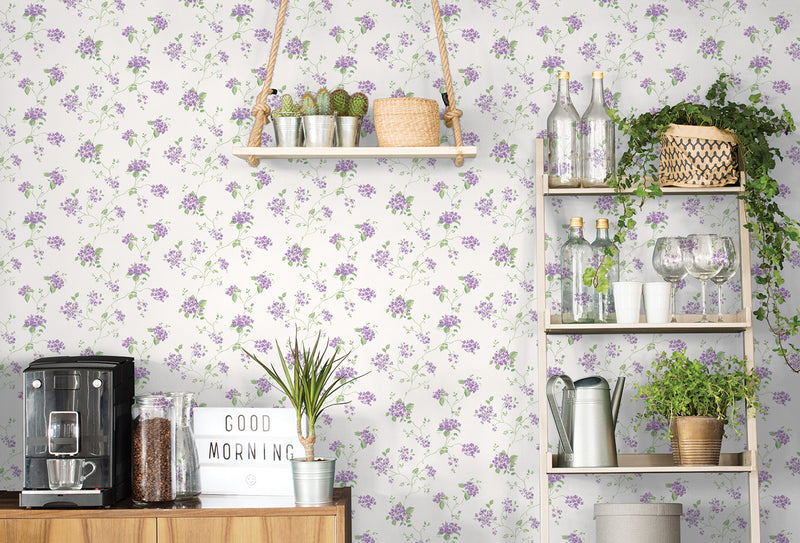 media image for Floral Branch Purple/Green Wallpaper from the Miniatures 2 Collection by Galerie Wallcoverings 27