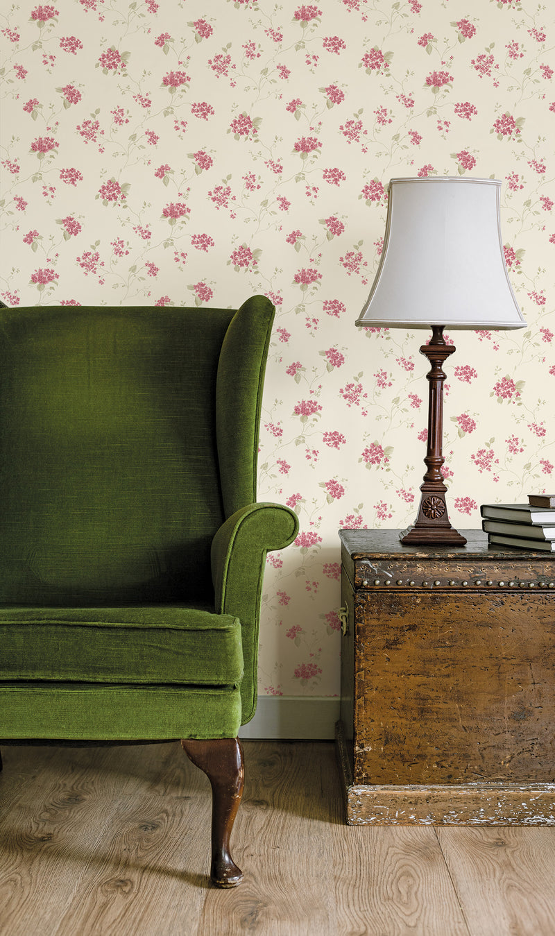 media image for Floral Branch Red Multi Wallpaper from the Miniatures 2 Collection by Galerie Wallcoverings 285