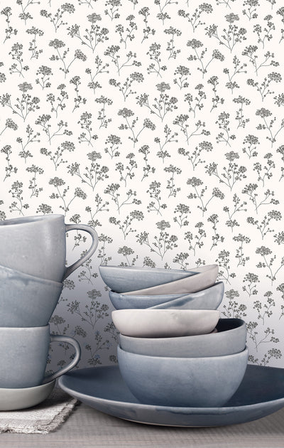 product image for Floral Black/White Wallpaper from the Miniatures 2 Collection by Galerie Wallcoverings 10
