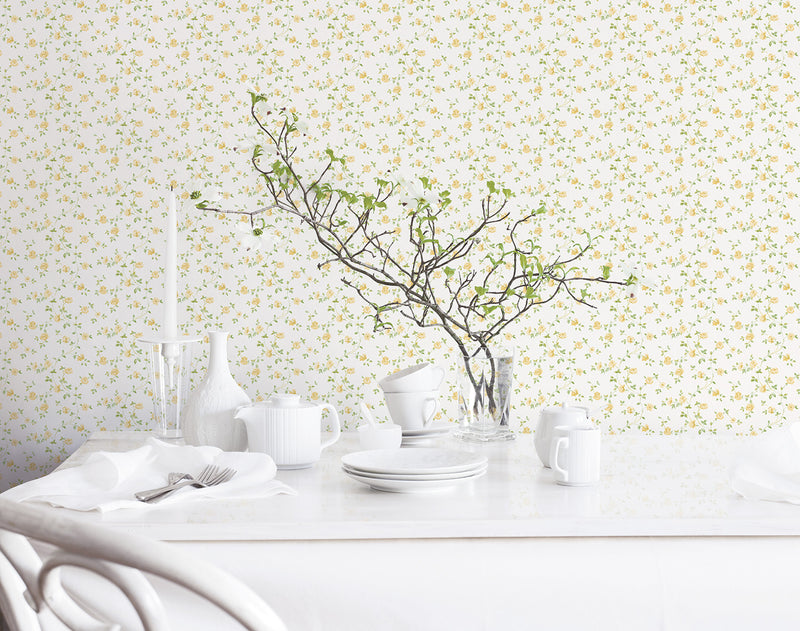 media image for Floral Yellow/Green Wallpaper from the Miniatures 2 Collection by Galerie Wallcoverings 263