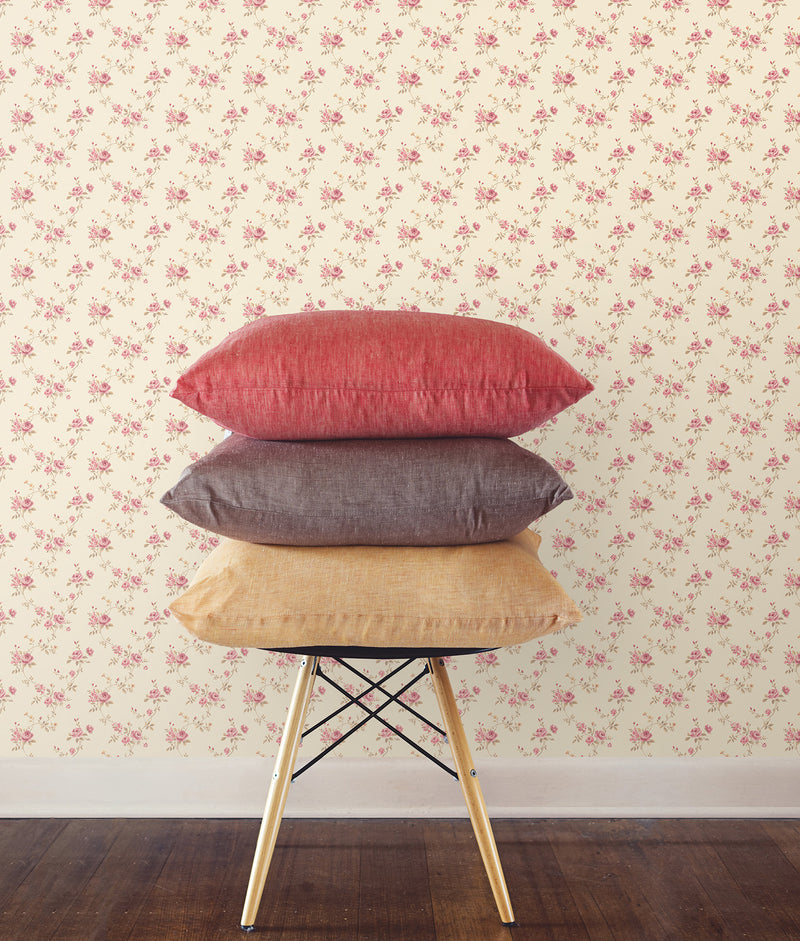 media image for Floral Trail Green/Red Wallpaper from the Miniatures 2 Collection by Galerie Wallcoverings 229