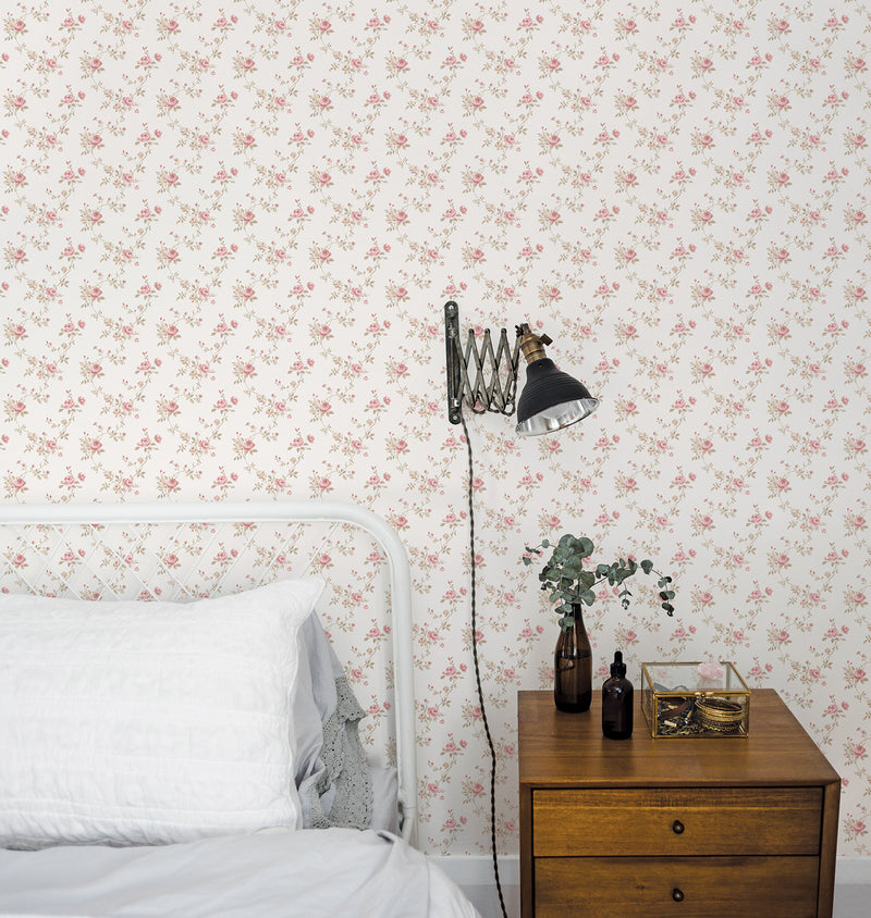 media image for Floral Trail Red/Ivory Wallpaper from the Miniatures 2 Collection by Galerie Wallcoverings 285