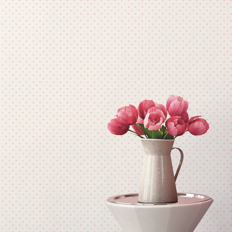 media image for Tiny Motif Pink/Beige Wallpaper from the Miniatures 2 Collection by Galerie Wallcoverings 287