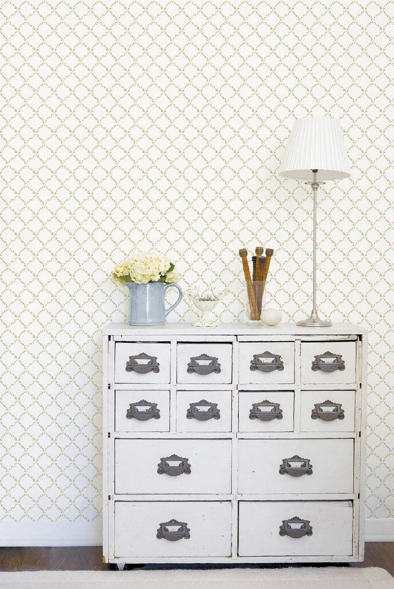 media image for Trellis Red/Green Wallpaper from the Miniatures 2 Collection by Galerie Wallcovering 264