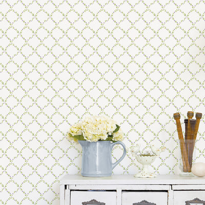 product image for Trellis Lilac/Green Wallpaper from the Miniatures 2 Collection by Galerie Wallcoverings 96