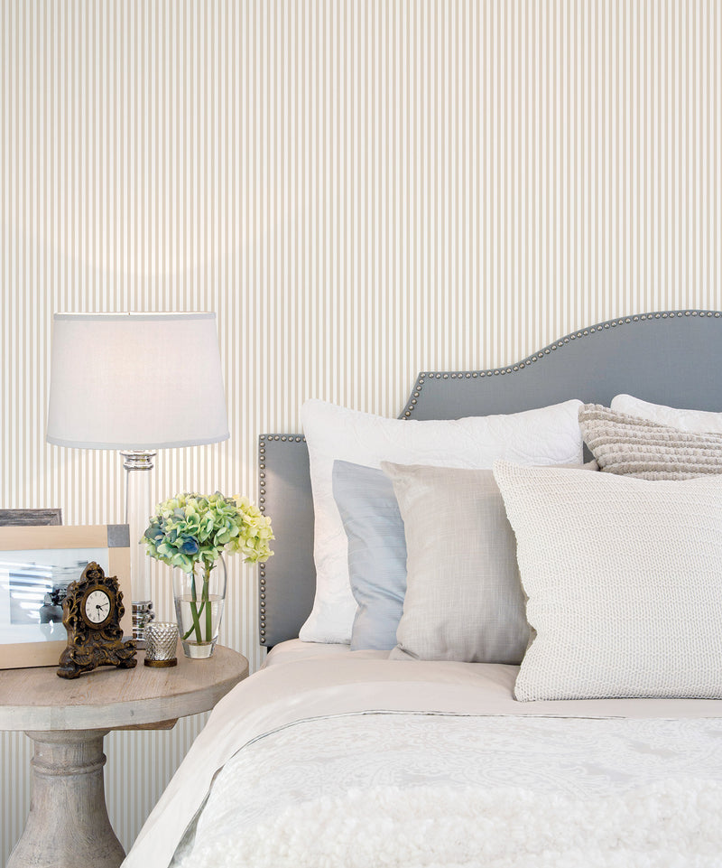 media image for Striped Beige/White Wallpaper from the Miniatures 2 Collection by Galerie Wallcoverings 24