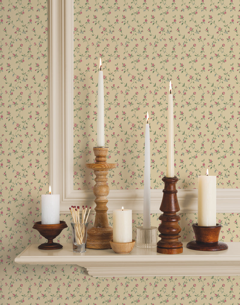 media image for Trellis Vines Multi Wallpaper from the Miniatures 2 Collection by Galerie Wallcoverings 24